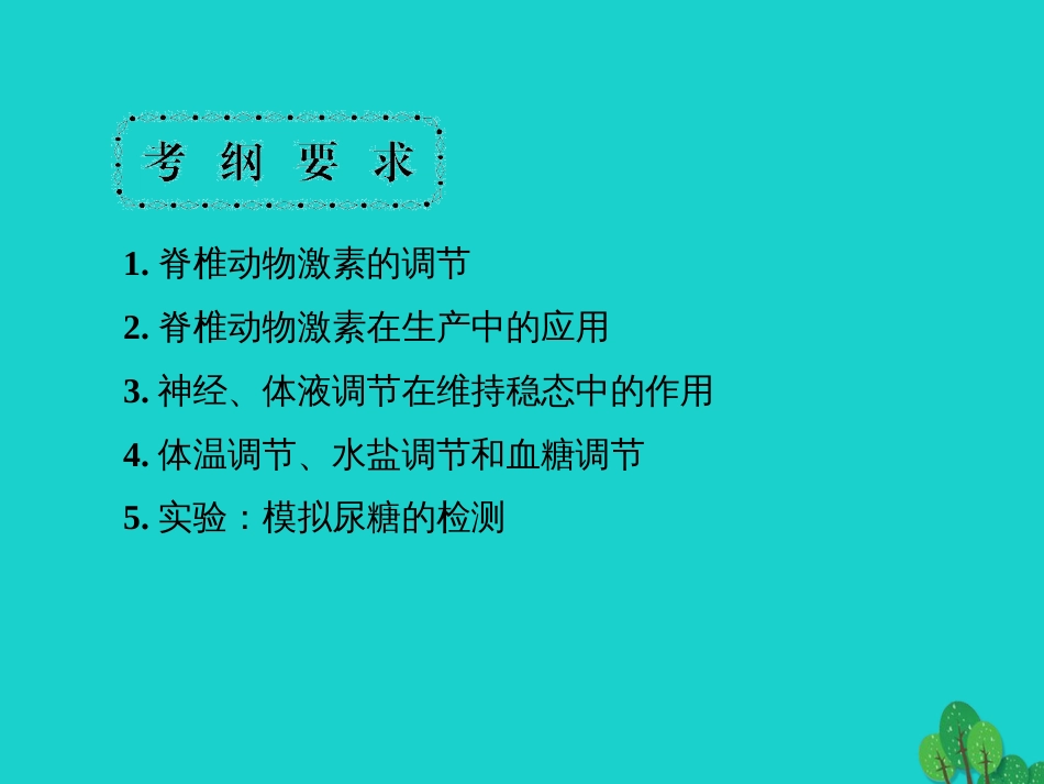 届高考高考生物一轮复习 第二章 动物和人体生命活动的调节（第三十三课时）第2、3节通过激素的调节、神经调节与体液调节的关系 实验建立血糖调节的模型（模拟尿糖的检测）课件 新人教版必修_第2页