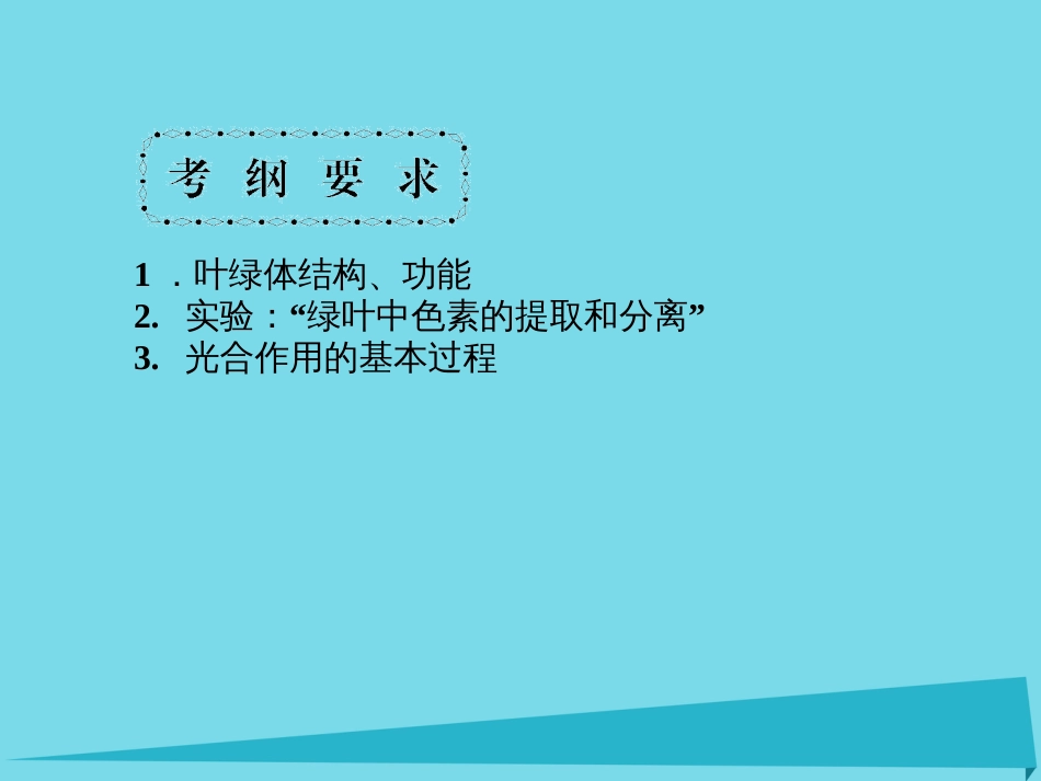 届高考高考生物一轮复习 第五章 细胞的能量供应和利用（第十二课时）第4节 能量之源光与光合作用（1）（捕获光能的色素及其结构、光合作用的探究历程及其过程）课件 新人教版必修_第2页