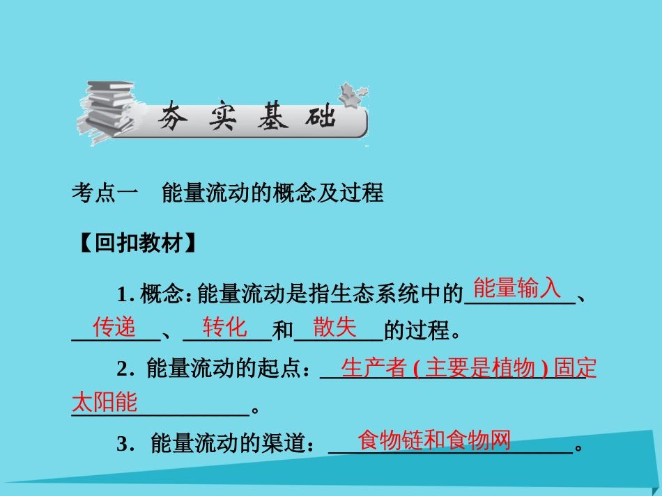 届高考高考生物一轮复习 第五章 生态系统及其稳定性（第四十课时）第2、3节 生态系统的能量流动、生态系统的物质循环课件 新人教版必修_第3页