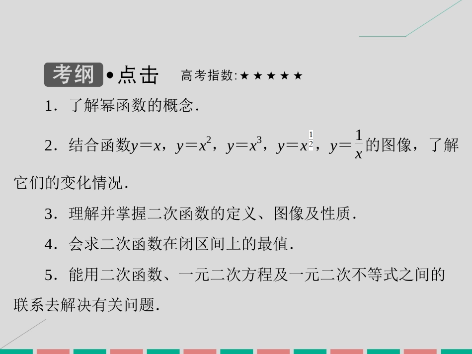 届高考数学大一轮复习 第二章 基本初等函数、导数及其应用 第7课时 二次函数、幂函数课件 理 北师大版_第3页