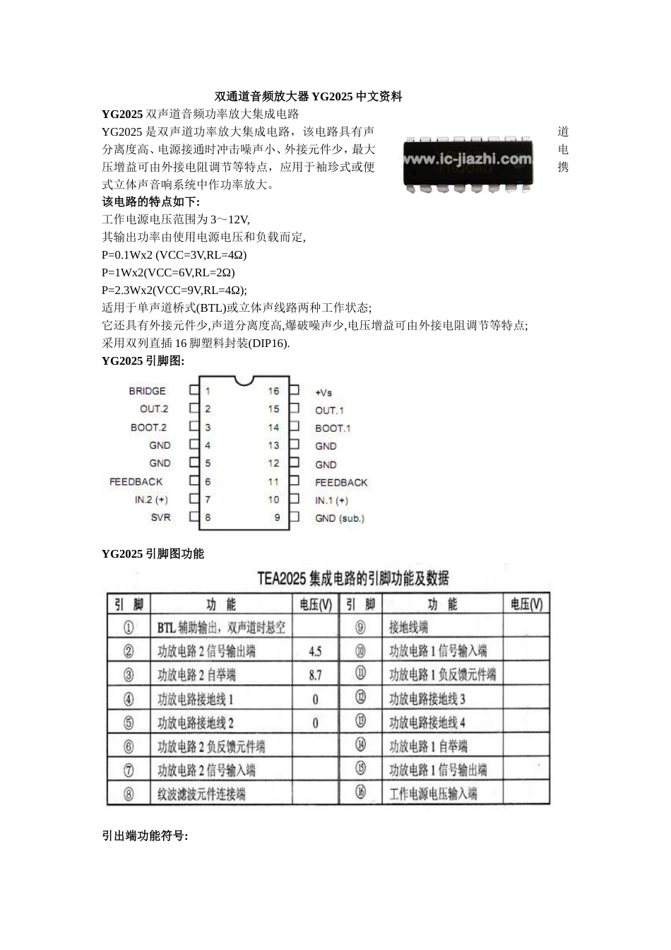 双通道音频放大器YG2025[共3页]_第1页