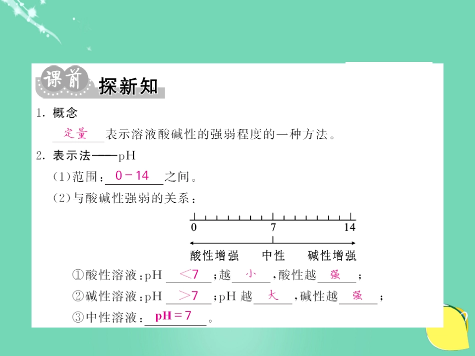 九年级化学下册 第10单元 酸和碱 课题2 第2课时 溶液酸碱度的表示法—pH课件 （新版）新人教版_第3页