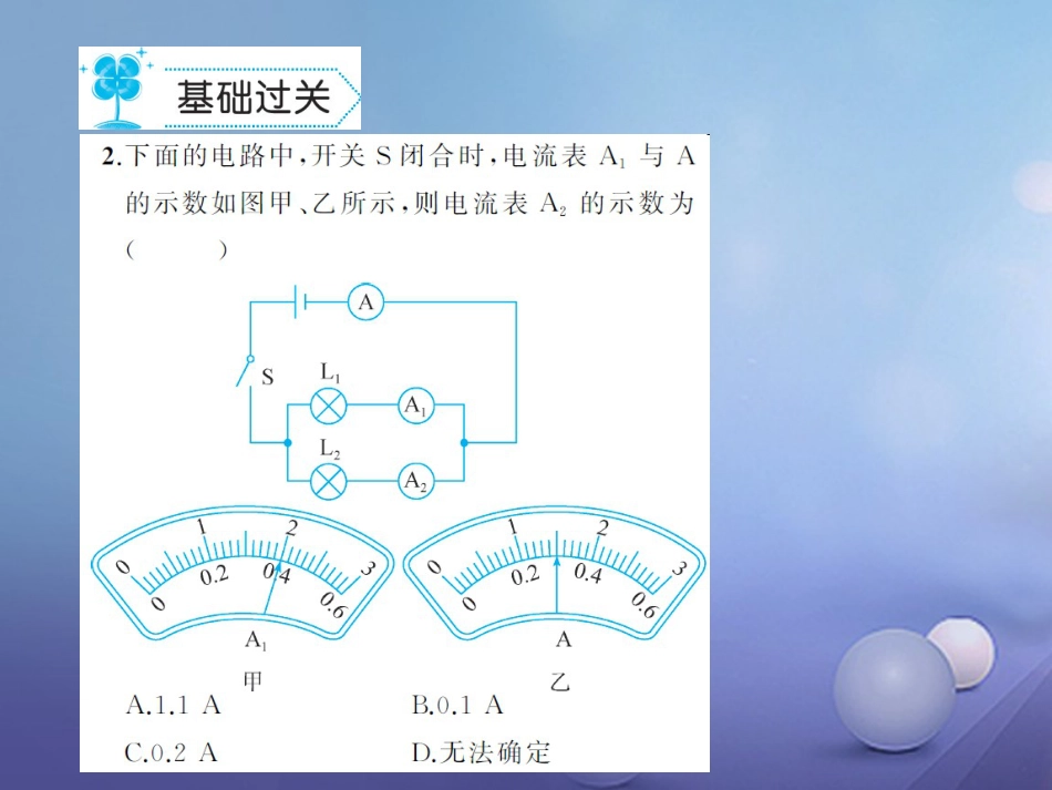 九级物理全册 5.5 串、并联电路中电流的规律习题课件 （新版）新人教版_第3页