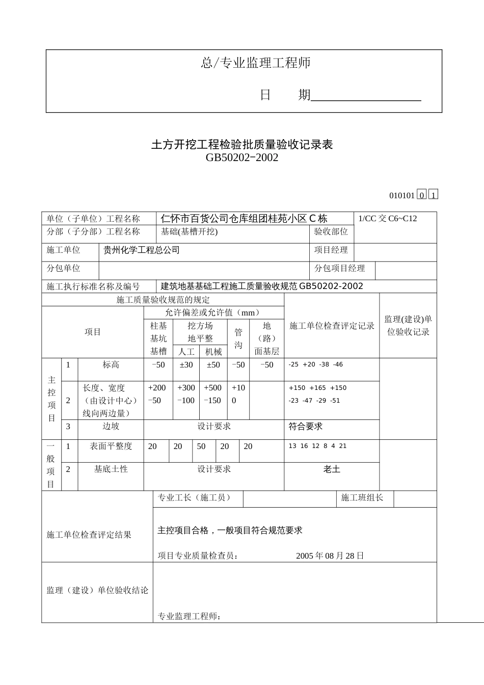 土方开挖工程检验批质量验收记录表[共2页]_第2页