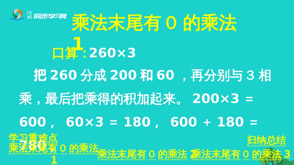 三年级数学上册 第2单元 两、三位数乘一位数（乘数末尾有0的乘法）课件 冀教版_第3页