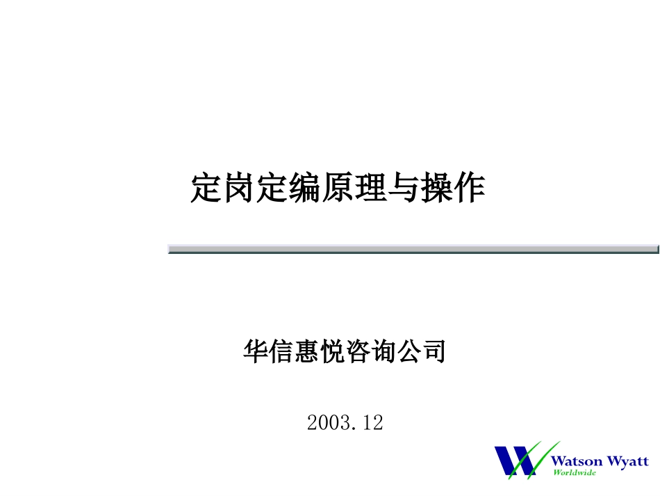 495 华信惠悦  民生银行人力资源规划定岗定编原理与操作（95页）_第1页