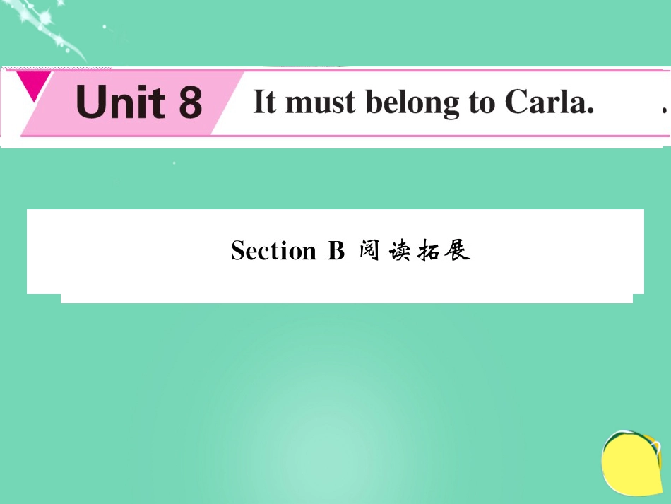 九年级英语全册 Unit 8 It must be belong to Carla Section B阅读拓展课件 （新版）人教新目标版_第1页