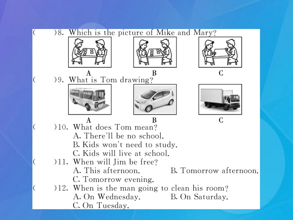 八年级英语上册 Unit 2 School life综合测试卷课件 （新版）牛津版_第3页