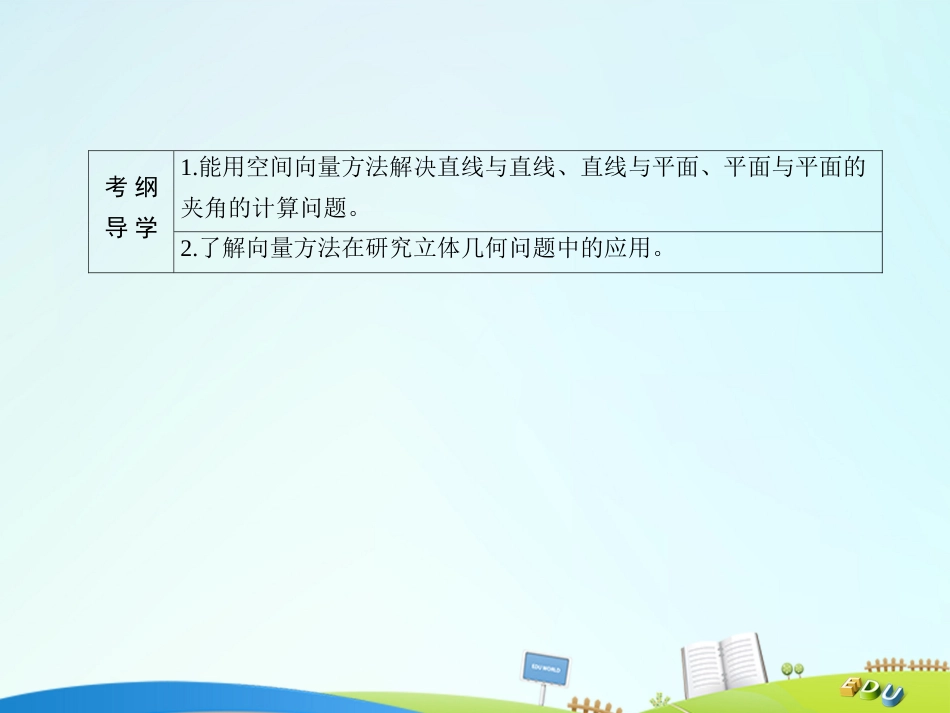 届高三数学一轮总复习 第七章 立体几何 7.8 立体几何中的向量方法二——求空间角与距离课件_第3页