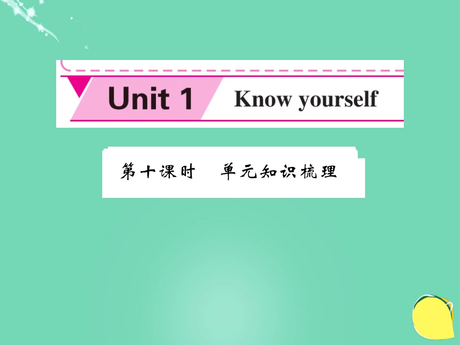 九年级英语上册 Unit 1 Know yourself（第10课时）课件 （新版）牛津版_第1页