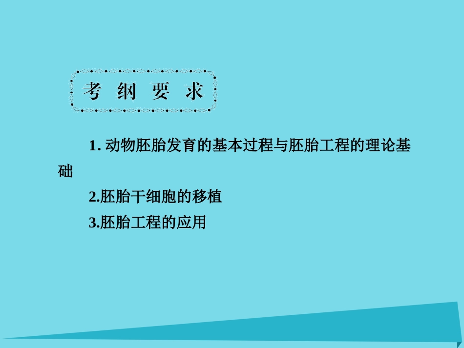 届高考高考生物一轮复习 专题三 胚胎工程（第五十一课时）体内受精和早期胚胎发育、体外受精和早期胚胎培养、胚胎工程的应用及前景课件 新人教版选修_第3页