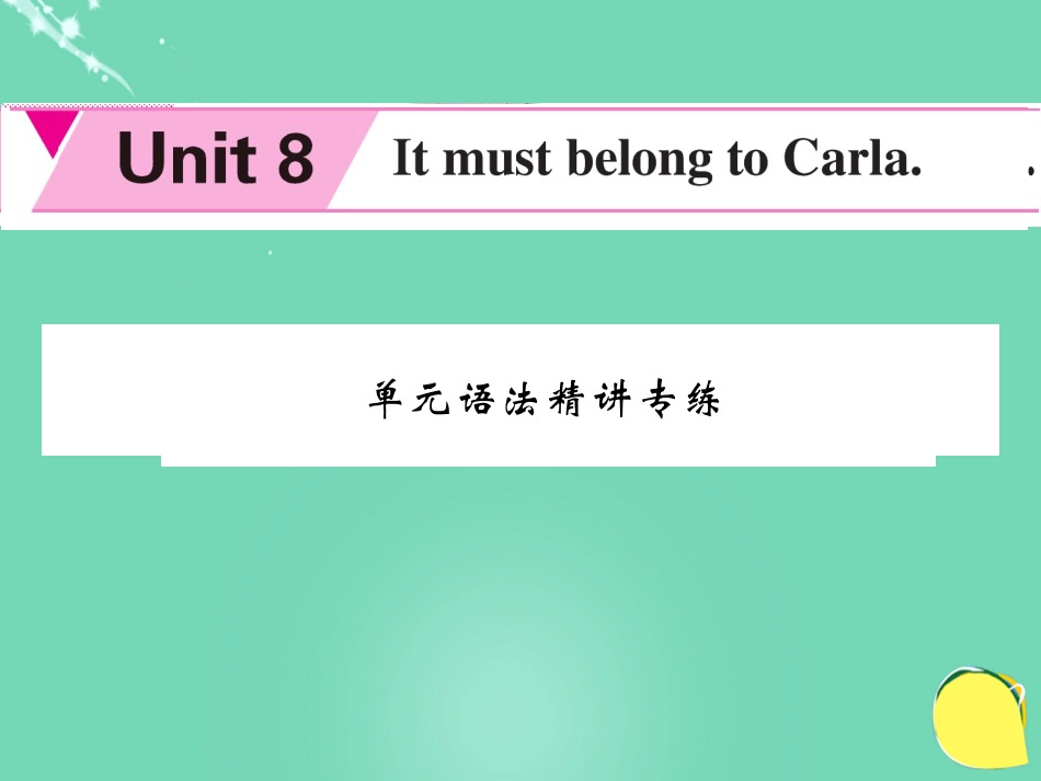 九年级英语全册 Unit 8 It must be belong to Carla语法精讲专练课件 （新版）人教新目标版_第1页