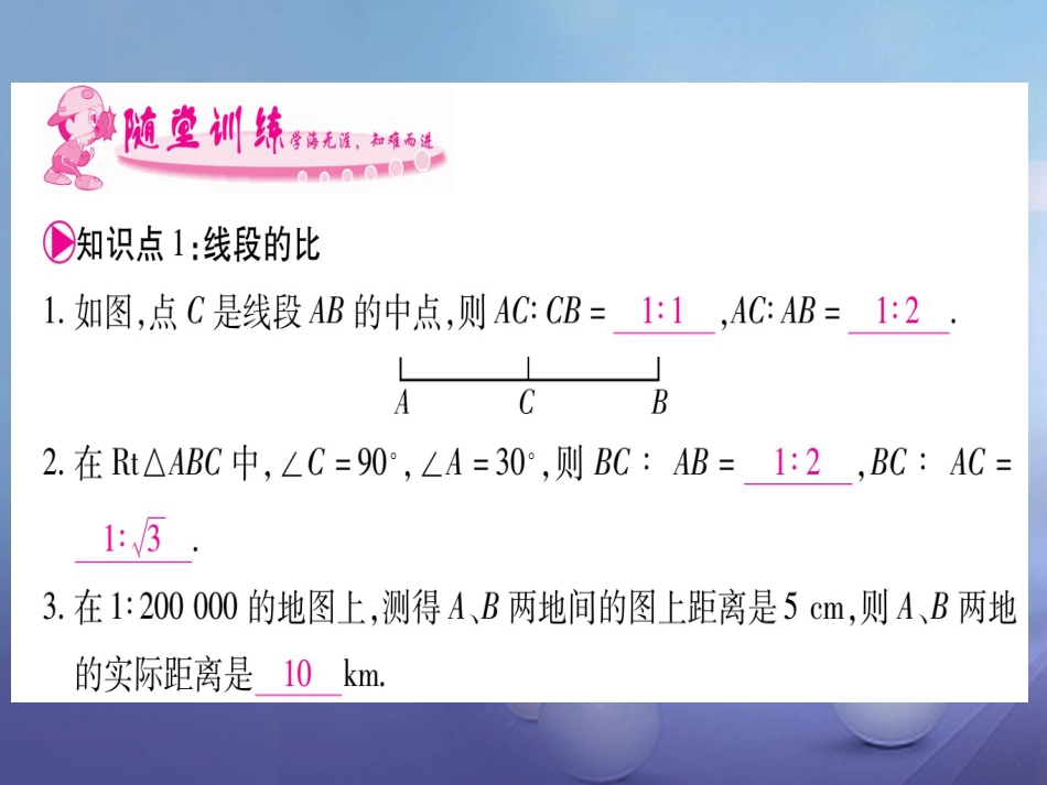 九级数学上册 4. 成比例线段习题课件 （新版）北师大版_第3页