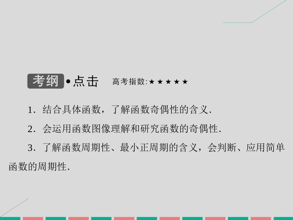 届高考数学大一轮复习 第二章 基本初等函数、导数及其应用 第4课时 函数的奇偶性与周期性课件 理 北师大版_第3页