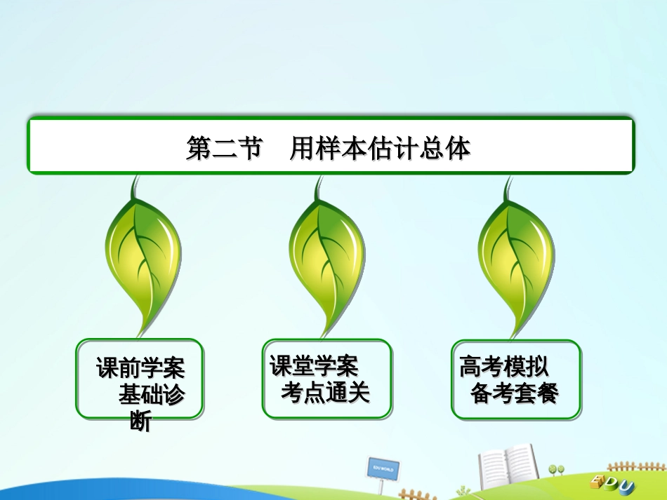 届高三数学一轮总复习 第九章 算法、统计、统计案例 9.2 用样本估计总体课件_第2页