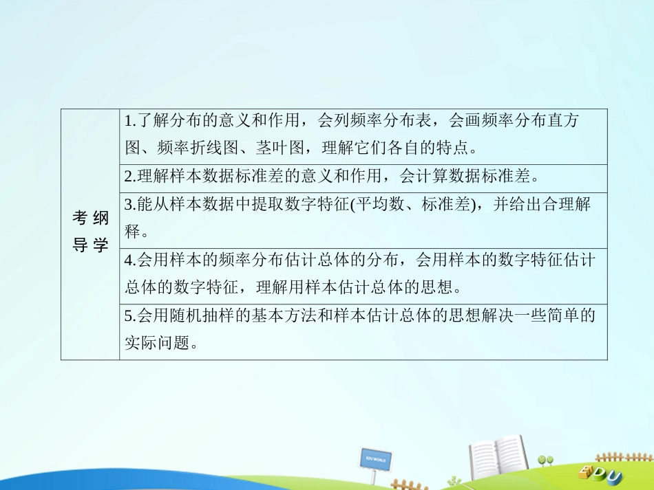 届高三数学一轮总复习 第九章 算法、统计、统计案例 9.2 用样本估计总体课件_第3页