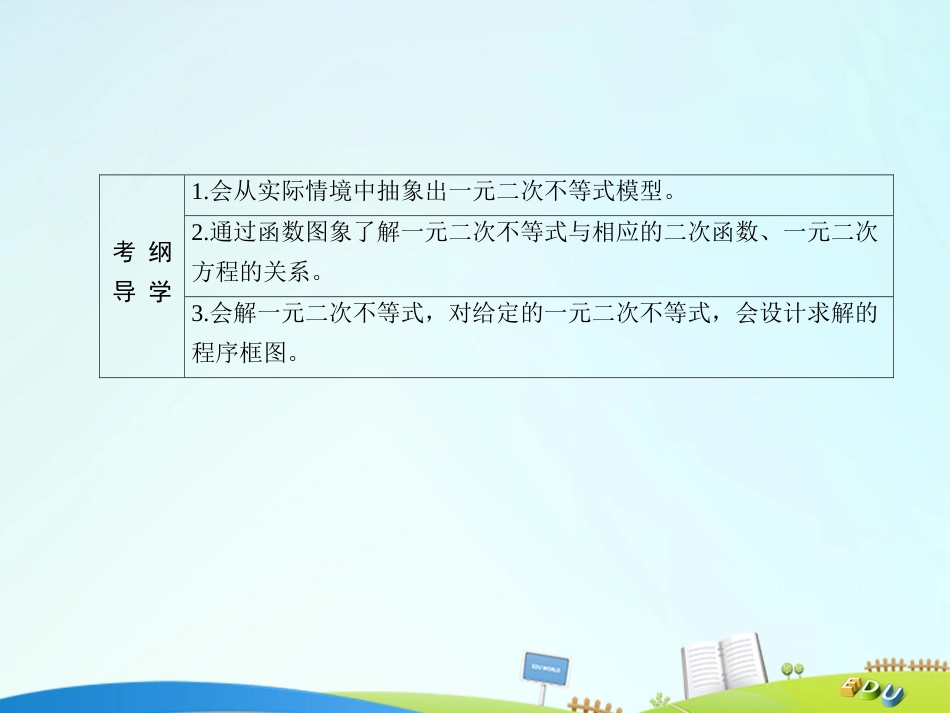 届高三数学一轮总复习 第六章 不等式、推理与证明 6.2 一元二次不等式及其解法课件_第3页