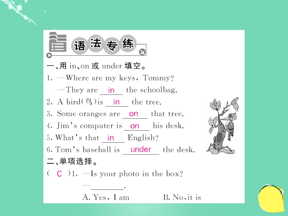七年级英语上册 Unit 4 Where is my schoolbag语法精讲专练课件 （新版）人教新目标版_第2页