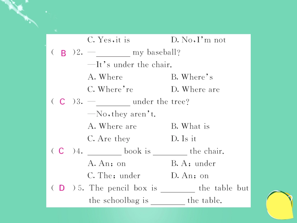 七年级英语上册 Unit 4 Where is my schoolbag语法精讲专练课件 （新版）人教新目标版_第3页