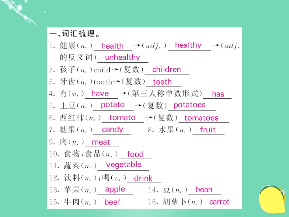 七年级英语上册 Module 4 Healthy food have go基础梳理课件 （新版）外研版_第2页