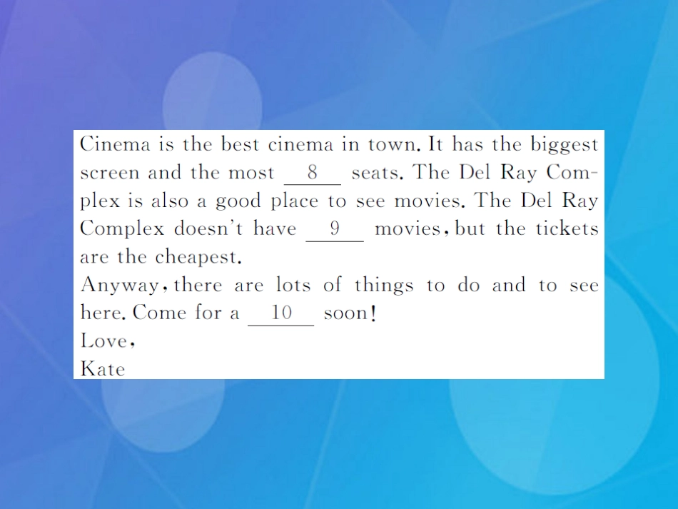 八年级英语上册 Unit 4 What's the best movie theater Section B阅读拓展课件 （新版）人教新目标版_第3页