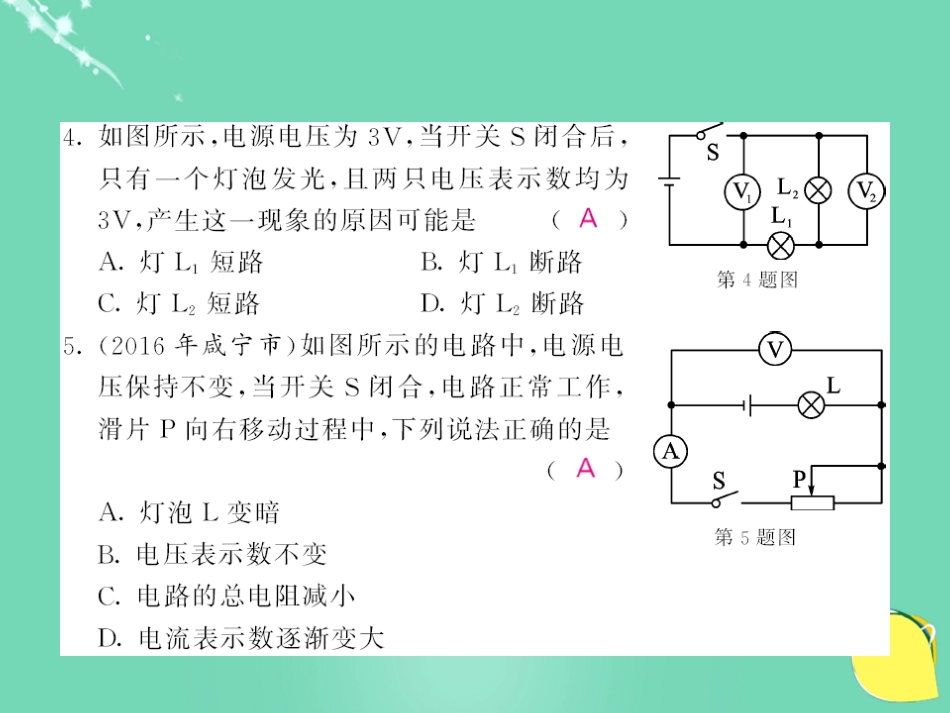 九年级物理全册 第17章 欧姆定律综合测试卷课件 （新版）新人教版_第3页