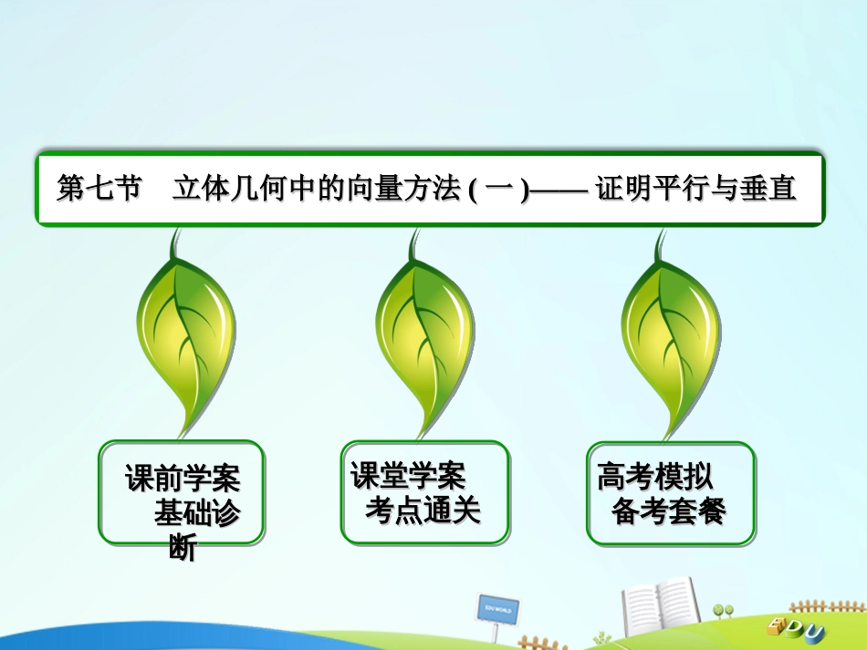 届高三数学一轮总复习 第七章 立体几何 7.7 立体几何中的向量方法一——证明平行与垂直课件_第2页