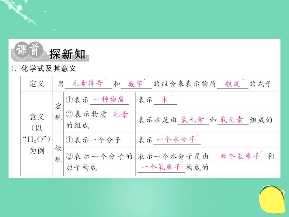 九年级化学上册 第4单元 自然界的水 课题4 第1课时 化学式课件 （新版）新人教版_第3页