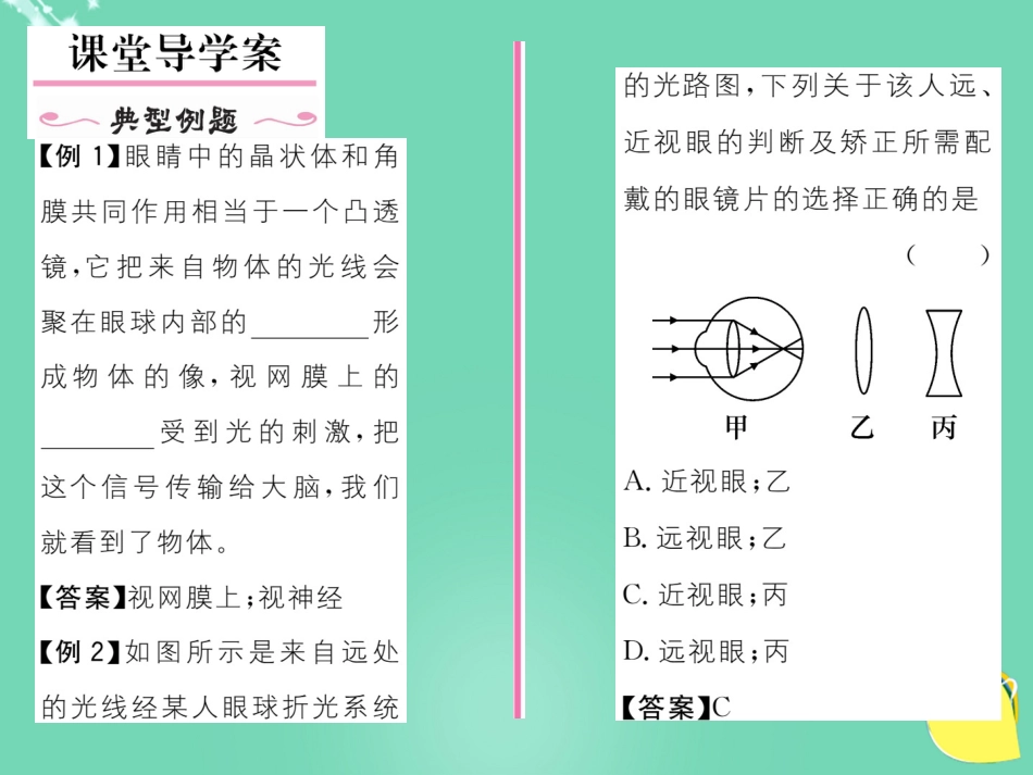 八年级物理上册 5.4 眼睛和眼镜作业课件 （新版）新人教版_第2页