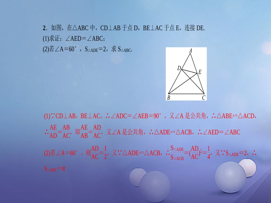 九级数学上册 专题训练9 相似三角形的基本原理课件 （新版）新人教版_第3页