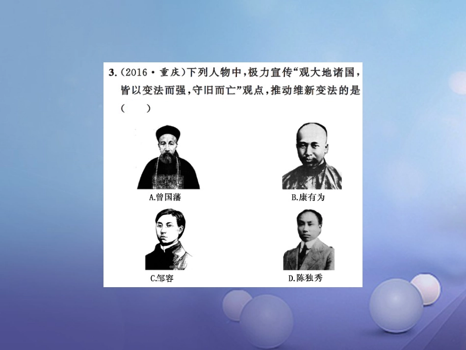 中考历史总复习 模块二 中国近代史 第二单元 近代化的起步课时提升课件_第3页