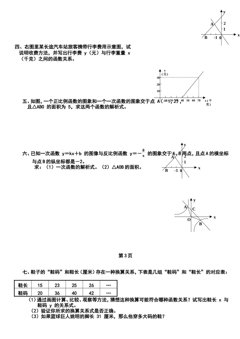 中考专题复习七一次函数及反比例函数[共5页]_第3页