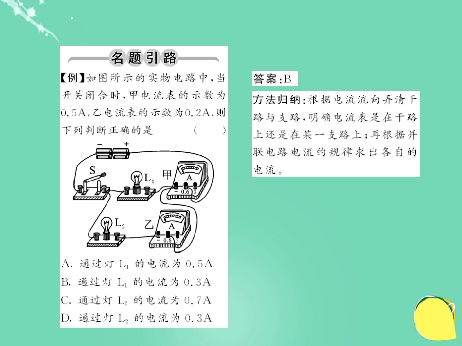 九年级物理全册 第15章 电流和电路 第5节 第2课时 并联电路的电流规律课件 （新版）新人教版_第2页