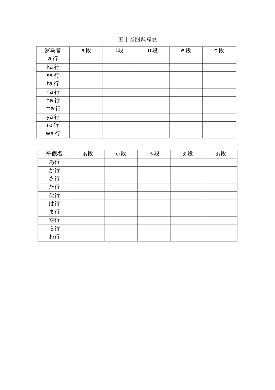 五十音图默写表_第1页