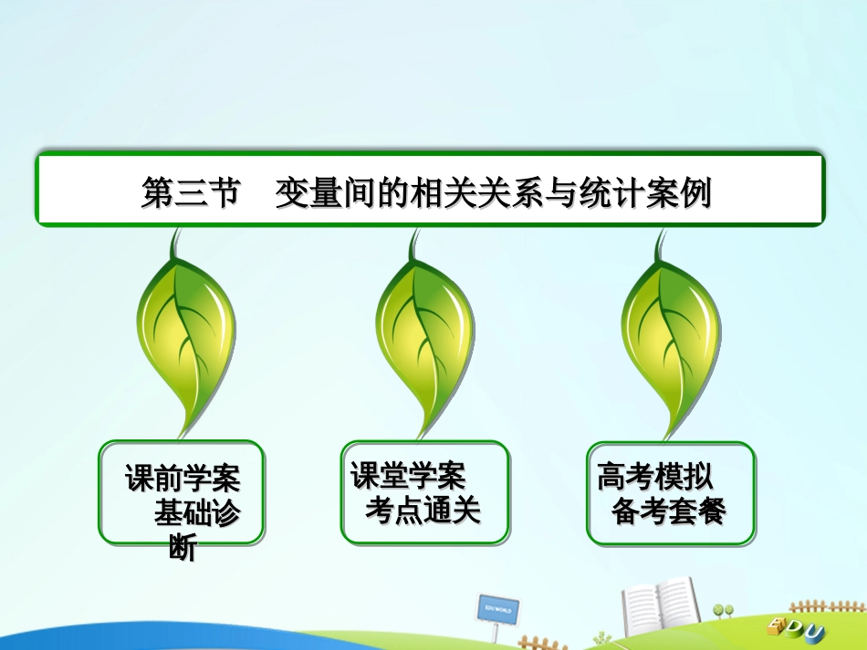 届高三数学一轮总复习 第九章 算法、统计、统计案例 9.3 变量间的相关关系与统计案例课件_第2页