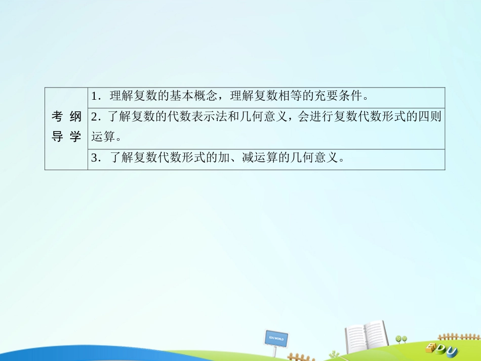 届高三数学一轮总复习 第四章 平面向量、数系的扩充与复数的引入 4.4 数系的扩充与复数的引入课件_第3页