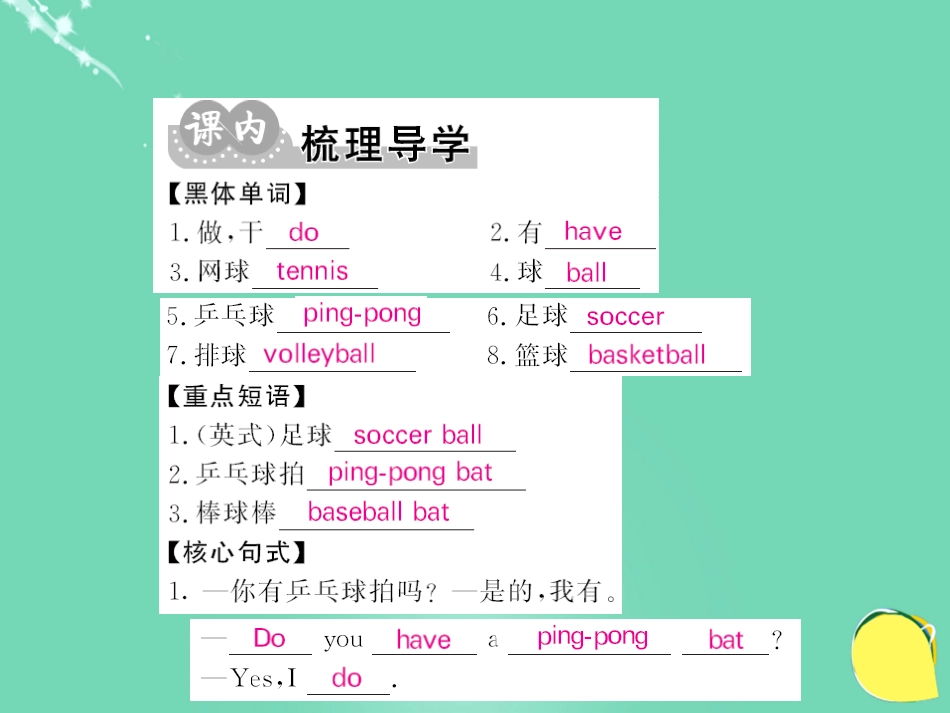 七年级英语上册 Unit 5 Do you have a soccer ball（第1课时）课件 （新版）人教新目标版_第2页