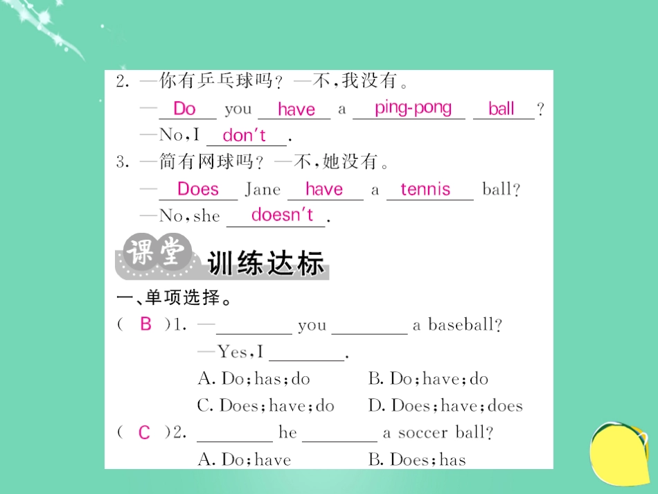七年级英语上册 Unit 5 Do you have a soccer ball（第1课时）课件 （新版）人教新目标版_第3页