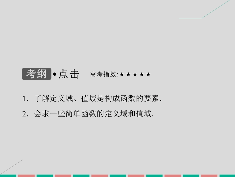 届高考数学大一轮复习 第二章 基本初等函数、导数及其应用 第2课时 函数的定义域和值域课件 理 北师大版_第3页