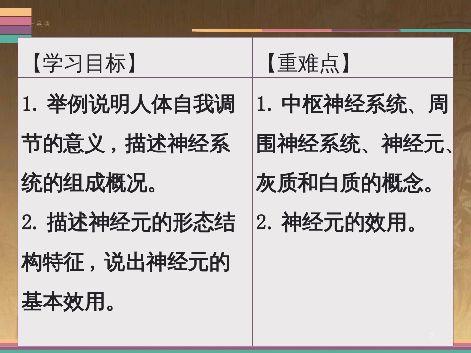 七年级生物下册 12.1 神经系统与神经调节（第1课时）课件 北师大版_第2页