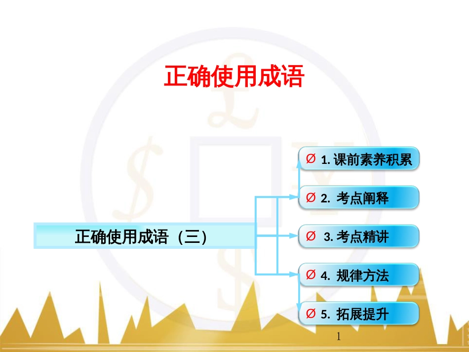 高考语文一轮复习 语言文字运用 正确使用成语（一）课件 新人教版 (56)_第1页