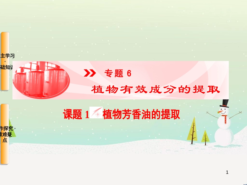 高三生物一轮复习 专题1 传统发酵技术的应用 课题1 果酒和果醋的制作课件 新人教版选修1 (3)_第1页