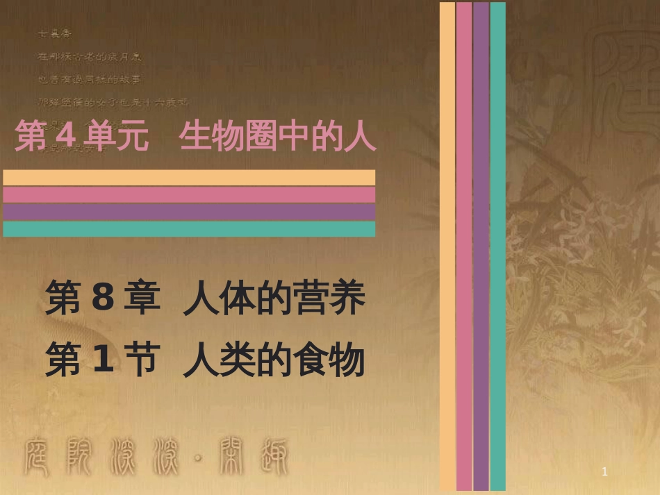 七年级生物下册 8.1 人类的食物课件 北师大版_第1页