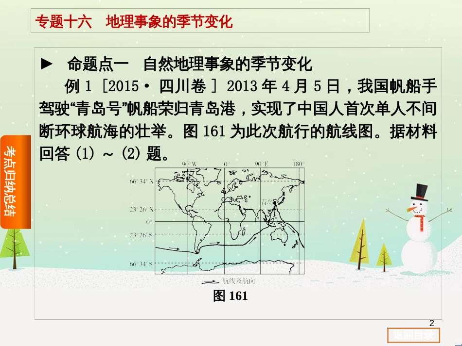高考复习方案（全国通用）2016高考地理二轮复习 专题十六 地理事象的季节变化课件_第2页