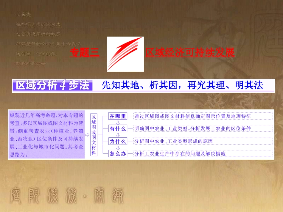 全国高考地理二轮复习（五大应用+因地制宜）专题三 区域经济可持续发展课件_第1页