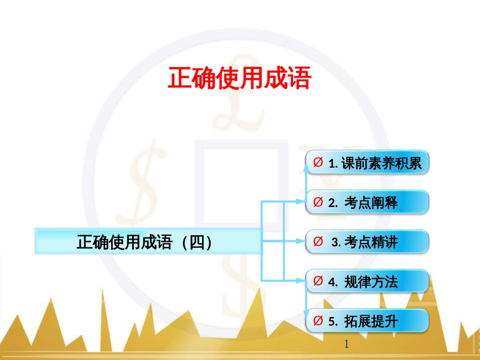 高考语文一轮复习 语言文字运用 正确使用成语（一）课件 新人教版 (57)_第1页