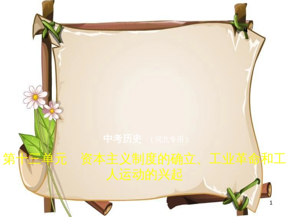 （河北专用）中考历史一轮复习 第十三单元 资本主义制度的确立、工业革命和工人运动的兴起（试卷部分）课件_第1页