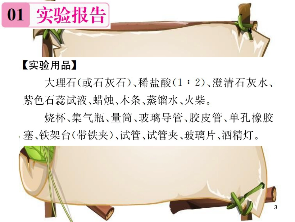 （河南专版）九年级化学上册 第六单元 碳和碳的氧化物 实验活动2 二氧化碳的实验室制取与性质（增分课练）习题课件 （新版）新人教版_第3页