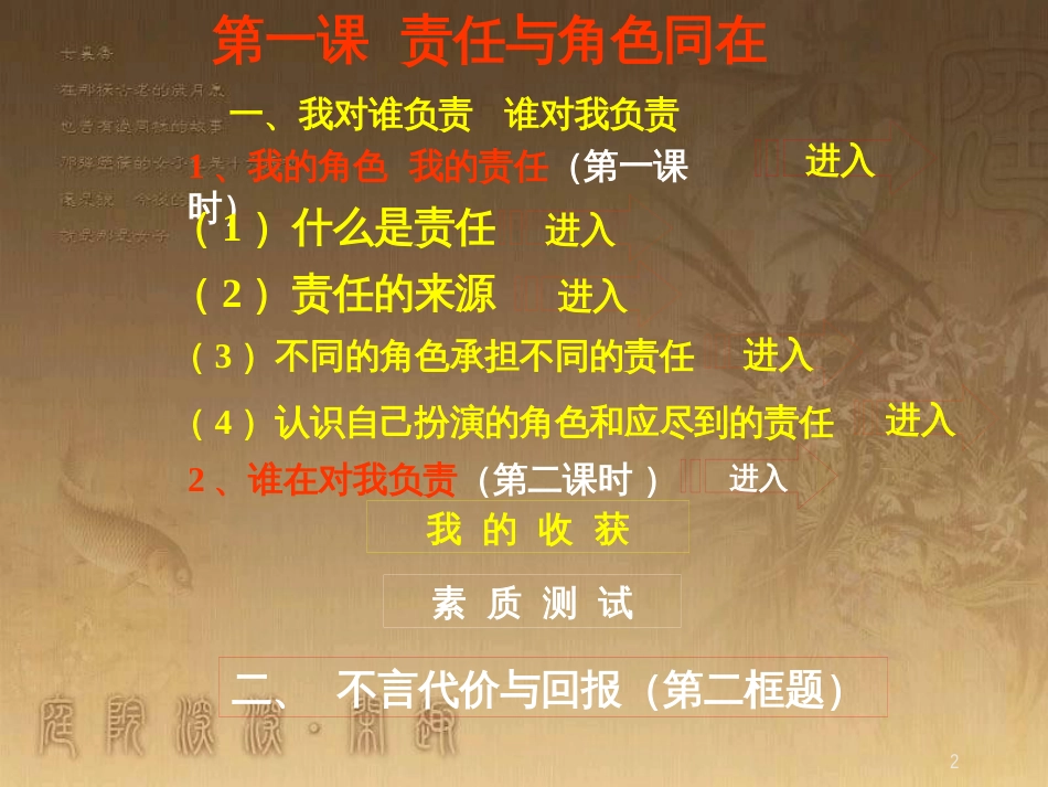 九年级政治全册 第一单元 承担责任 服务社会 第一课 责任与角色同在 第1框 我对谁负责 谁对我负责教学课件 新人教版_第2页
