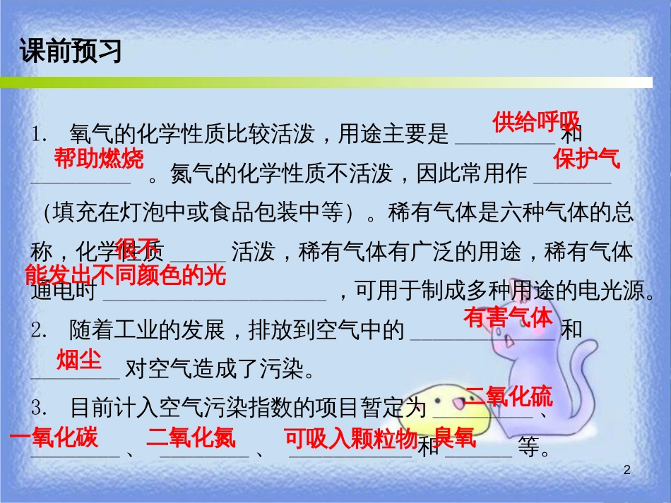 九年级化学上册 第二单元 我们周围的空气 课题1 空气 课时2 空气的用途和保护（内文）课件 （新版）新人教版_第2页